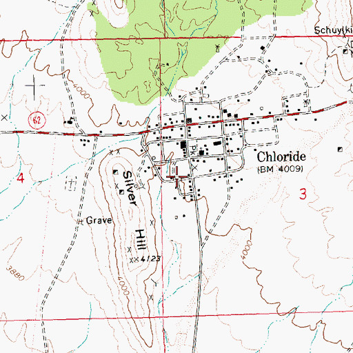 Topographic Map of Chloride Community Park, AZ