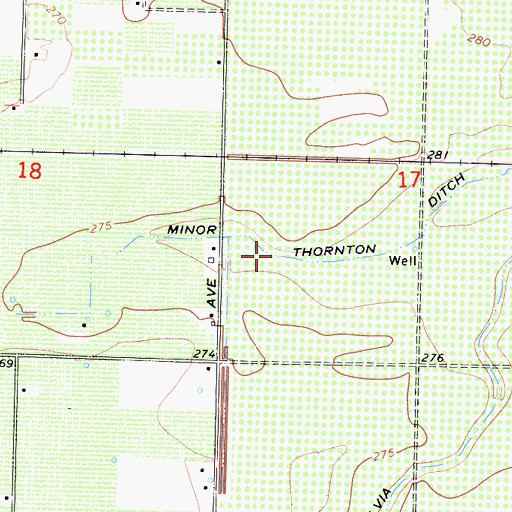Topographic Map of Minor Thornton Ditch, CA
