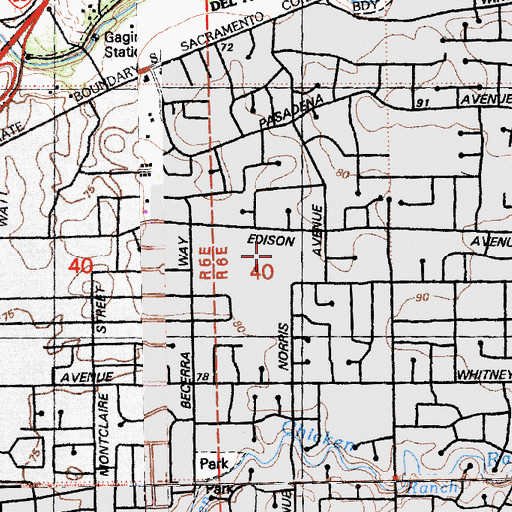 Topographic Map of Mira Loma High School, CA