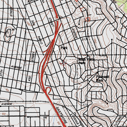 Topographic Map of Mira Vista Park, CA