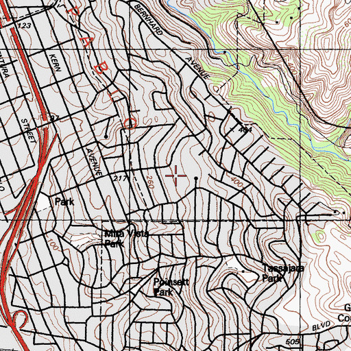 Topographic Map of Mira Vista Elementary School, CA