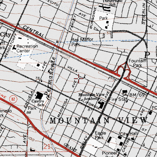 Topographic Map of Miramonte School, CA
