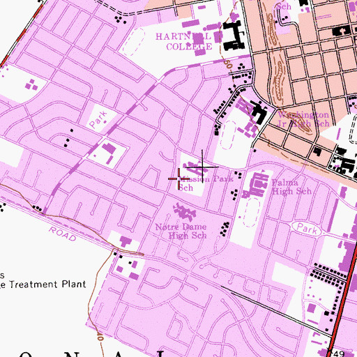 Topographic Map of Mission Park Elementary School, CA