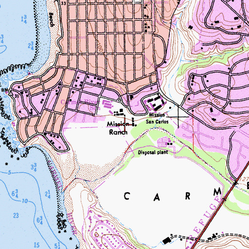 Topographic Map of Mission Ranch, CA