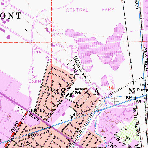 Topographic Map of Mission View Park, CA