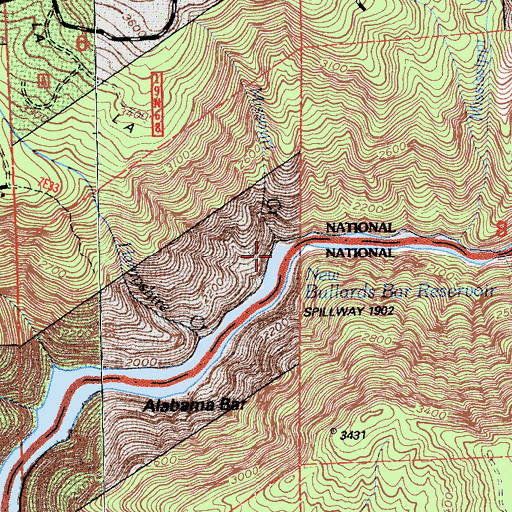 Topographic Map of Mississippi Creek, CA