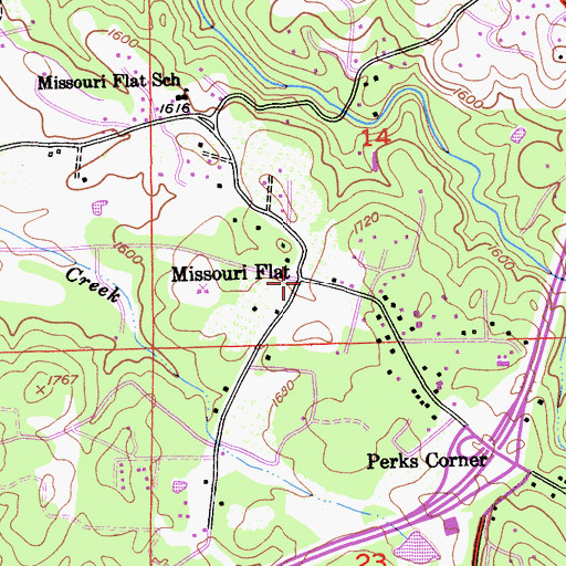 Topographic Map of Missouri Flat, CA