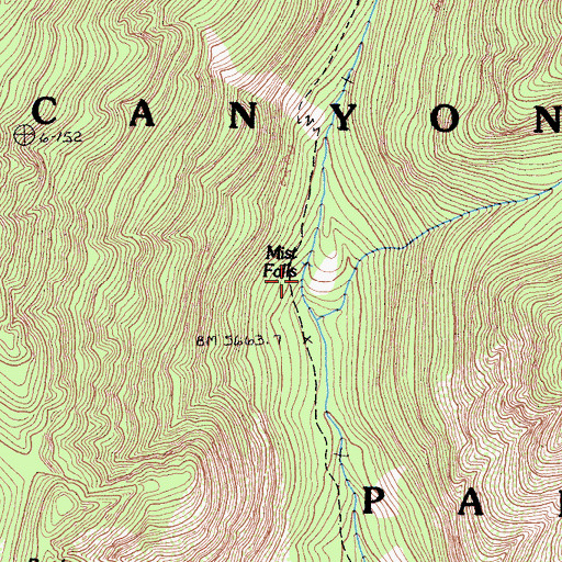 Topographic Map of Mist Falls, CA