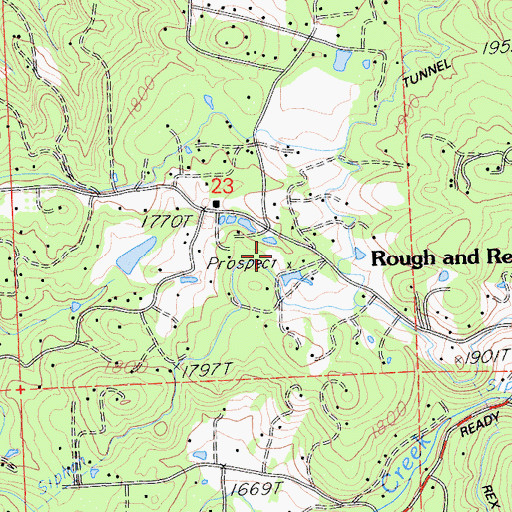 Topographic Map of Mistletoe Mine, CA