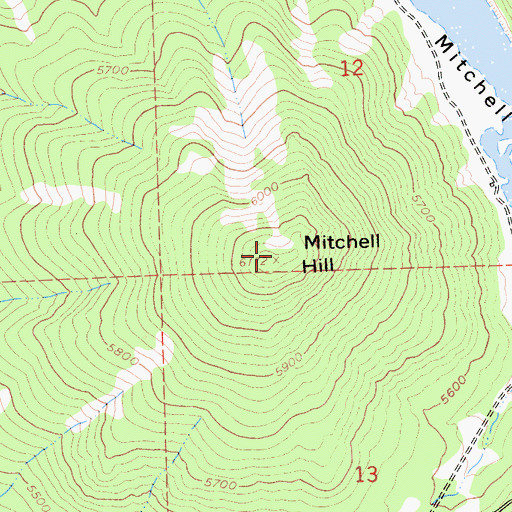 Topographic Map of Mitchell Hill, CA