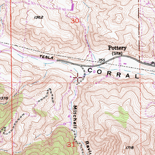 Topographic Map of Mitchell Ravine, CA