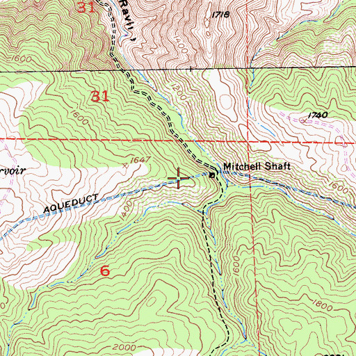 Topographic Map of Mitchell Shaft, CA
