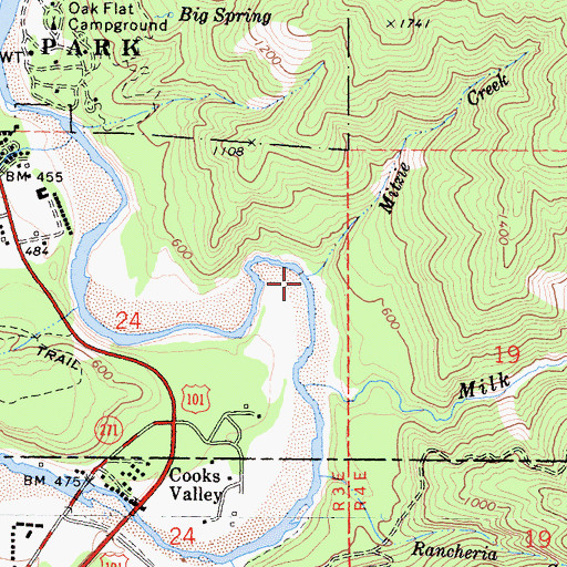 Topographic Map of Mitzie Creek, CA