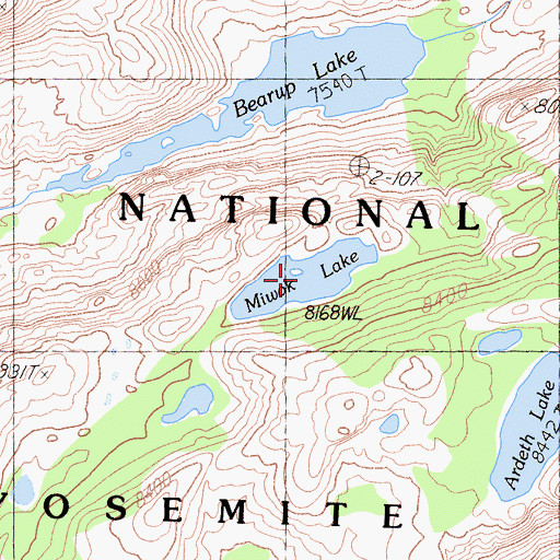Topographic Map of Miwok Lake, CA