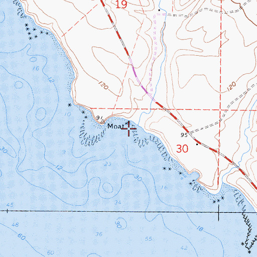 Topographic Map of Moat Creek, CA