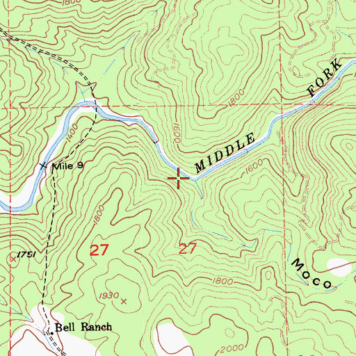 Topographic Map of Moco Canyon, CA