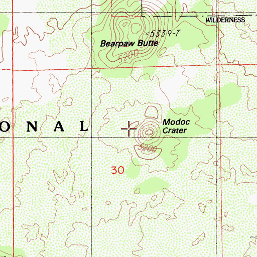 Topographic Map of Modoc Crater, CA