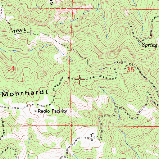 Topographic Map of Mohrhardt Ridge, CA