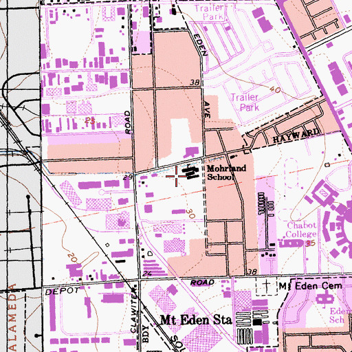 Topographic Map of Mohrland School, CA