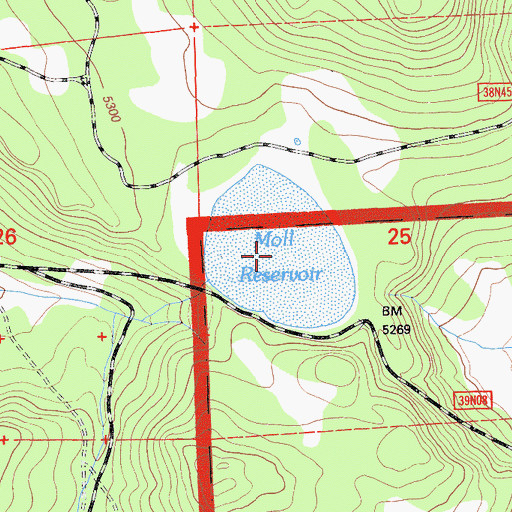 Topographic Map of Moll Reservoir, CA