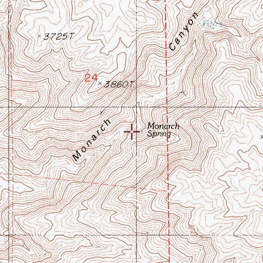 Topographic Map of Monarch Spring, CA