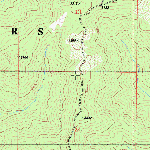 Topographic Map of Monkey Creek Ridge, CA
