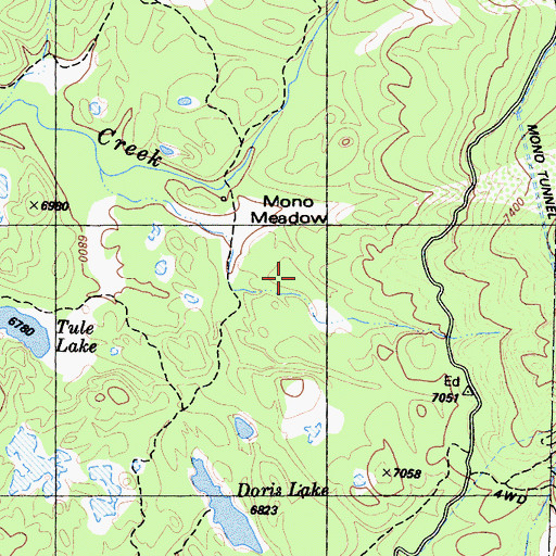Topographic Map of Mono Meadow, CA