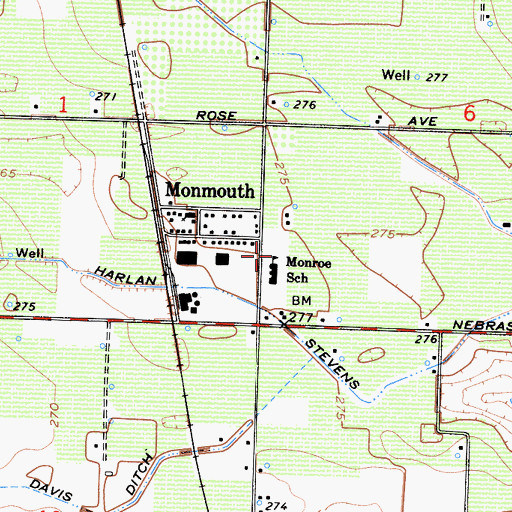 Topographic Map of Monroe Elementary School, CA