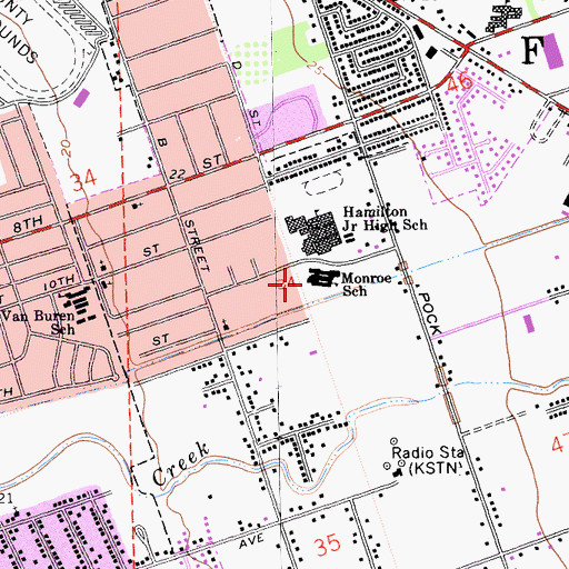 Topographic Map of Monroe Elementary School, CA