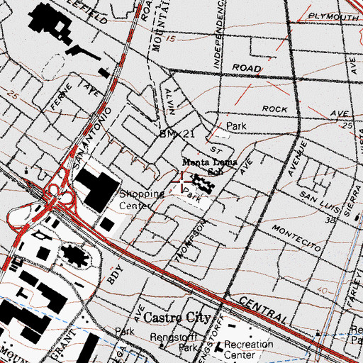 Topographic Map of Monta Loma Elementary School, CA