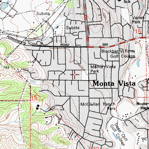 Topographic Map of Monta Vista Elementary School (historical), CA