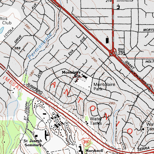 Topographic Map of Montclaire Elementary School, CA