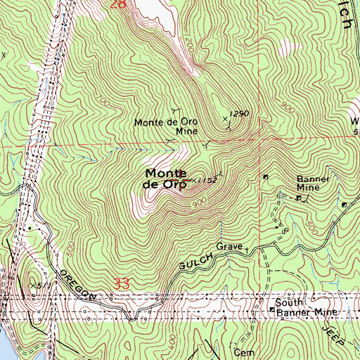 Topographic Map of Monte de Oro, CA