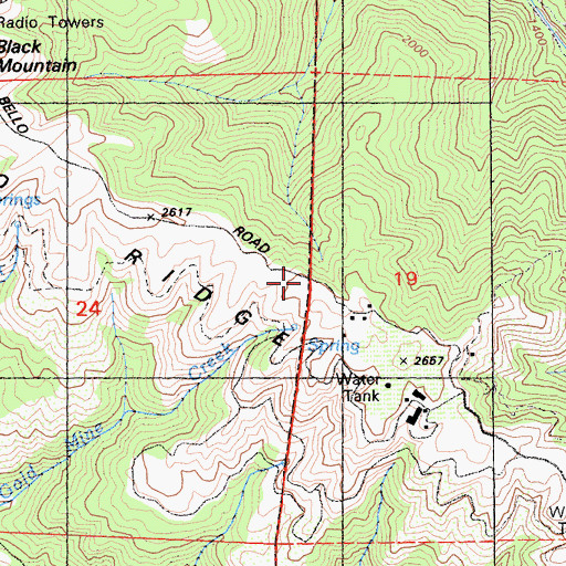 Topographic Map of Monte Bello Ridge, CA