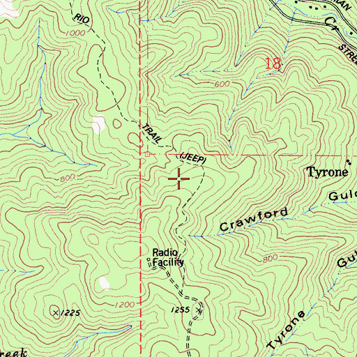 Topographic Map of Monte Rio Fire Trail, CA