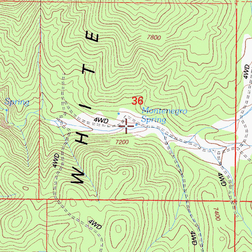 Topographic Map of Montenegro Spring, CA