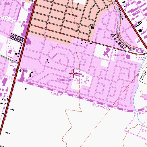 Topographic Map of Monterey Park Elementary School, CA