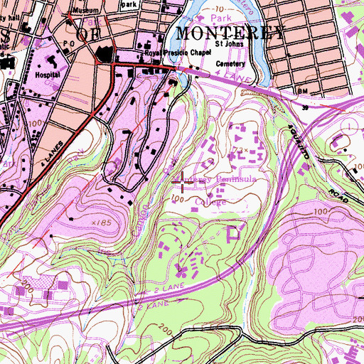 Topographic Map of Monterey Peninsula College, CA