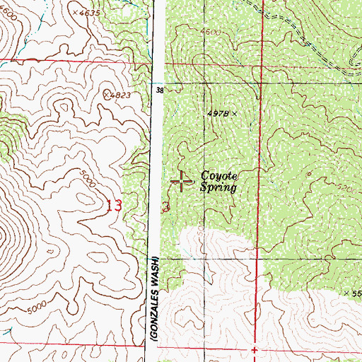 Topographic Map of Coyote Spring, AZ