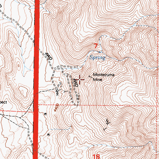 Topographic Map of Montezuma Mine, CA