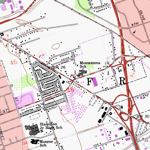 Topographic Map of Montezuma Elementary School, CA