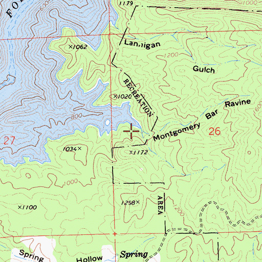 Topographic Map of Montgomery Bar Ravine, CA