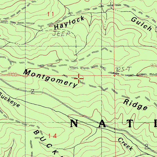 Topographic Map of Montgomery Ridge, CA