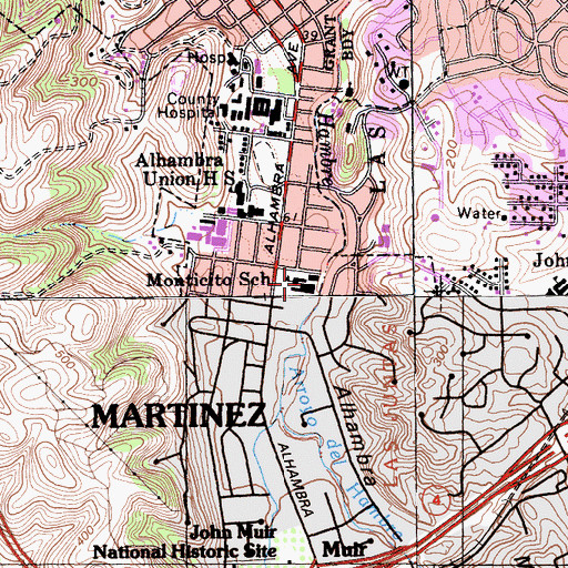 Topographic Map of Martinez Adult Education School, CA