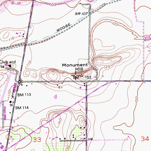 Topographic Map of Monument Hill, CA