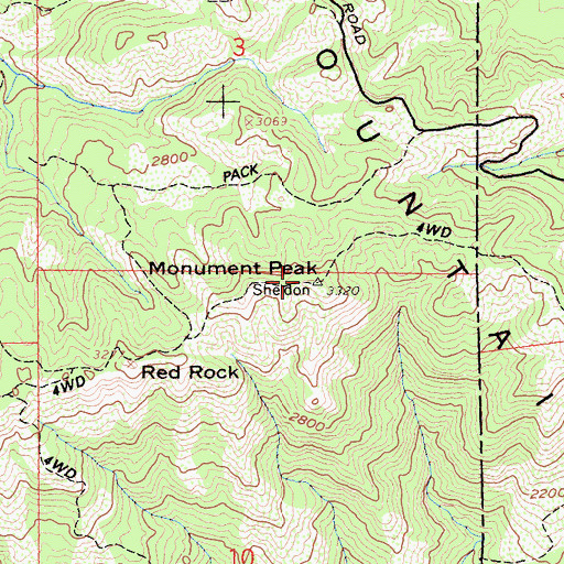 Topographic Map of Monument Peak, CA