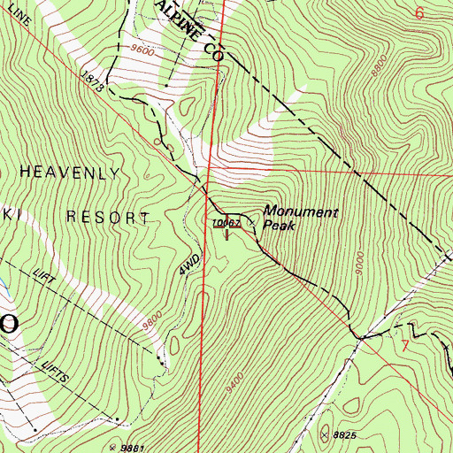 Topographic Map of Monument Peak, CA