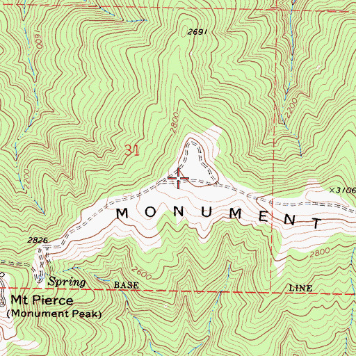 Topographic Map of Monument Ridge, CA