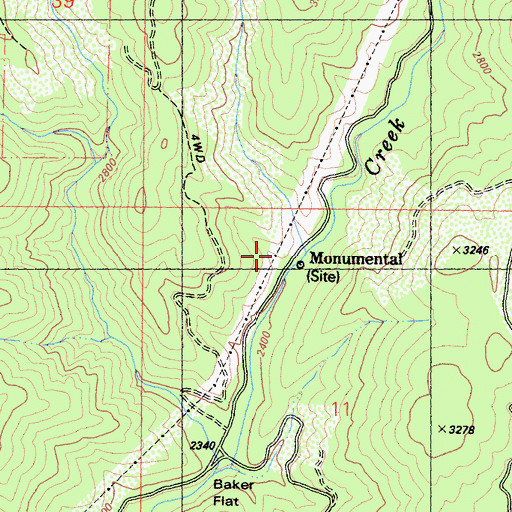 Topographic Map of Monumental, CA
