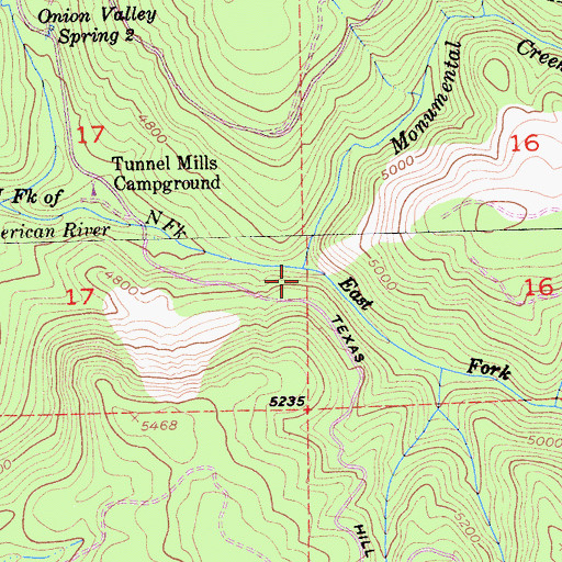 Topographic Map of Monumental Creek, CA